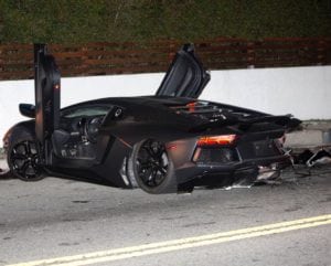 singer Chris Brown Lamborghini crashed up