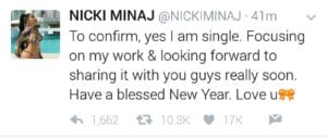 Nicki tweets after Meek break up