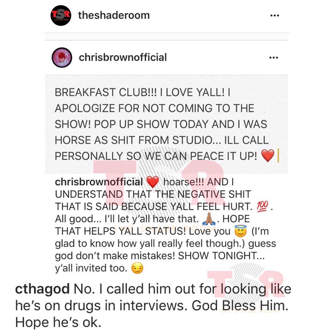 Charlamagne “Tha God” Believes Chris Brown Has a Drug Problem