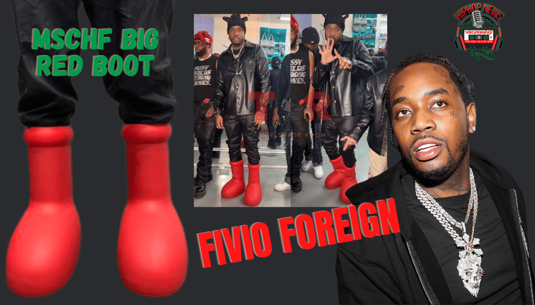 Fivio Foreign Wears MSCHF Red Boots